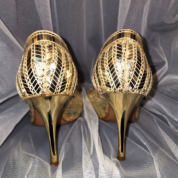 Sergio Rossi Gold Disco Heels - Picture 3 of 5